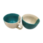 Khurja Pottery Soup Cup Set Of 2|Handmade mugs | Kitchenware |Home Essentials | Blue Color With White