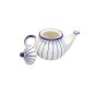 Khurja Pottery Tea Pot White Blue Line Fine Round| Hand painted | Kitchen ware | Home Décor | White and Blue