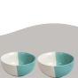 Khurja Pottery Bowl 50-50 White Green | Handcrafted Glossy Ceramic Serving Soup Bowl White & Green Colour (Set of 4Pcs)