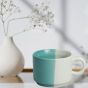 Khurja Pottery Murli Cup Italian 50-50 Green White So6| Hand painted | Kitchen ware | Home Décor |Green and White