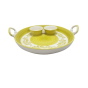  Khurja Pottery Pizza Platter White and Golden Leaf Big | Ceramic Tableware | Handmade pizza platter