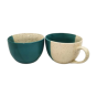 Khurja Pottery Soup Cup Set Of 2|Handmade mugs | Kitchenware |Home Essentials | Blue Color With White