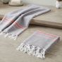 Handloom Cotton Towel 1.75 meter || Color White, Grey & Red Line || Set of 2 || Saras Aajeevika