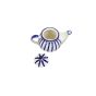 Khurja Pottery Tea Pot White Blue Line Round