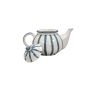 Khurja Pottery Tea Pot White Grey Line Round| Hand painted | Kitchen ware | Home Décor | White and Grey