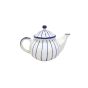 Khurja Pottery Tea Pot White Blue Line Fine Round| Hand painted | Kitchen ware | Home Décor | White and Blue