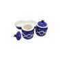 Khurja Pottery Jar + Tray Blue Geometric Shape 2+1| Hand painted | Kitchen ware | Home Décor | Blue