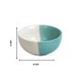 Khurja Pottery Bowl 50-50 White Green | Handcrafted Glossy Ceramic Serving Soup Bowl White & Green Colour (Set of 4Pcs)