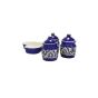 Khurja Pottery Jar and Tray Blue Mugal Painting 3+1 set | Handmade Kitchenware | Blue