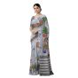 Handloom Handpainted Cotton Saree with Blouse 6.65 Mtr || Grey Colour || Saras Aajeevika