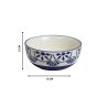 Khurja Pottery Bowl White Blue Painting |Handcrafted Glossy Ceramic Serving Soup Bowl |  White & Blue Colour Painting (Set of 4Pcs)