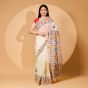 Chanderi Phulkari Saree || 6.5 meter with Blouge || Off White || Saras Aajeevika