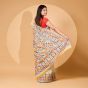 Chanderi Phulkari Saree || 6.5 meter with Blouge || Off White || Saras Aajeevika