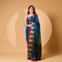 Handloom Pure Cotton Nach Mayuri Saree with Blouse || 6.8 Mtr || Blue Color || Saras Aajeevika