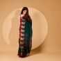 Handloom Pure Cotton Nach Mayuri Saree with Blouse || 6.8 Mtr || Bottle Green || Saras Aajeevika