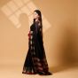 Handloom Pure Cotton Nach Mayuri Saree with Blouse || 6.8 Mtr || Black Color || Saras Aajeevika