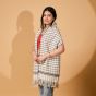 Handloom Marino Wool Muffler || White & Black Color || Saras Aajeevika