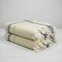 Handloom Cotton Towel 1.75 meter|| Color Light Yellow & Black Line || Set of 2 || Saras Aajeevika