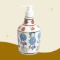 KHURJA POTTERY Dispenser Big White Red Petals | Hand Paited Ceramic Liquid Soap Dispenser with Pump| Bathroom Liquid Soap Dispenser |Kitchen Liquid Soap Dispenser