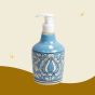 Khurja Pottery Dispenser Big Mugal Painting Sky Blue | Hand Paited Ceramic Liquid Soap Dispenser with Pump| Bathroom Liquid Soap Dispenser |Kitchen Liquid Soap Dispenser