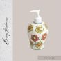 Khurja Pottery Dispenser Big Yellow Orange Flower | Hand Paited Ceramic Liquid Soap Dispenser with Pump| Bathroom Liquid Soap Dispenser |Kitchen Liquid Soap Dispenser