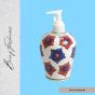 Khurja Pottery Dispenser|Handwash Bottle|Refillable soap dispenser with Pump Big White Blue Red Flower 