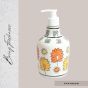 Khurja Pottery Dispenser Big Orange Yellow Leaf | Hand Paited Ceramic Liquid Soap Dispenser with Pump| Bathroom Liquid Soap Dispenser |Kitchen Liquid Soap Dispenser