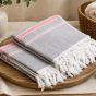 Handloom Cotton Towel 1.75 meter || Color Black, Grey & Red Line || Ser of 2 || Saras Aajeevika