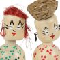Handcrafted Wooden Thanjavur Couple Dolls – Traditional Village Women Decor
