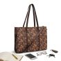 Jacquard Fabric Women's Handbag 15*12 inch || Pink & Brown Colour || Saras Aajeevika