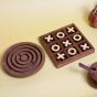 Wooden Brass Tic Tac Toe & Maze Game Combo