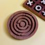 Wooden Brass Tic Tac Toe & Maze Game Combo
