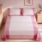 Bedspread Cotton White With Red Line (Double Bed Sheet with Pillow Cover)