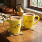 Khurja Souvenir Mug (Set of 2)| Handmade mugs | Kitchenware |Home Essentials | Yellow