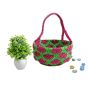 Macrame Pooja Basket Green & Dark Pink || Saras Aajeevika