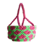 Macrame Pooja Basket Green & Dark Pink || Saras Aajeevika