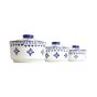 Khurja Pottery Donga  3Pc White + Blue Clr 6.5 In || Saras Aajeevika