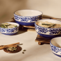 Khurja Pottery Soup Bowl |White and blue| Decorative Item | Home Décor | Handcrafted Home Décor Item
