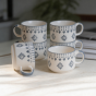 Khurja Pottery Murli Cup Painting Grey Flower So6 | |Ceramic Cup | Microwave Safe | Hand painted | Kitchen ware | Home Décor | Grey
