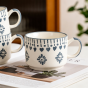 Khurja Pottery Murli Cup Painting Grey Flower So6 | |Ceramic Cup | Microwave Safe | Hand painted | Kitchen ware | Home Décor | Grey