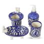 Khurja Pottery Bathroom Set Mugal Painting Blue New || Set of 4 || 