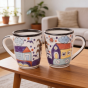 Khurja Pottery Milk Mug Multicolour (Set of 2) || Saras Aajeevika
