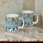 Khurja Pottery Milk Mug Mehrab Sky Blue - Set of 2