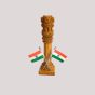 Wooden Ashoka Piller 8" With Two National Flags || Office Decorative Item || 8 Inch || Natural Color || Saras Aajeevika