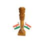 Wooden Ashoka Piller 8" With Two National Flags || Office Decorative Item || 8 Inch || Natural Color || Saras Aajeevika
