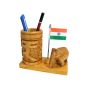 Pen Stand Indian Rupees Symbol With Indina Flag and Elephant (1) || 4 Inch || Natural Color || Saras Aajeevika