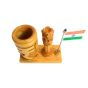 Pen Stand Ashoka Piller With Indian Flag & Indian Rupees Symbol (2) || 4 Inch || Natural Color || Saras Aajeevika