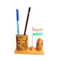 Pen Stand With Indian National Flag & Lord Ganesh (3) || 4 Inch || Natural Color || Saras Aajeevika