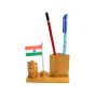 Pen Stand With Indian National Flag & Lord Ganesh (3) || 4 Inch || Natural Color || Saras Aajeevika
