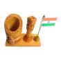 Pen Stand With Ashoka Piller & Indian Flag (5) || 4 Inch || Natural Color || Saras Aajeevika